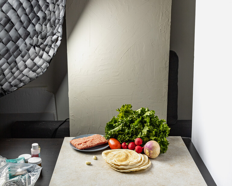 food photography using a white card for fill