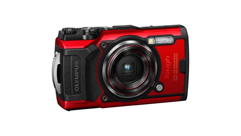 Red compact camera Olympus