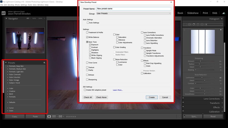 Custom preset in Lightroom