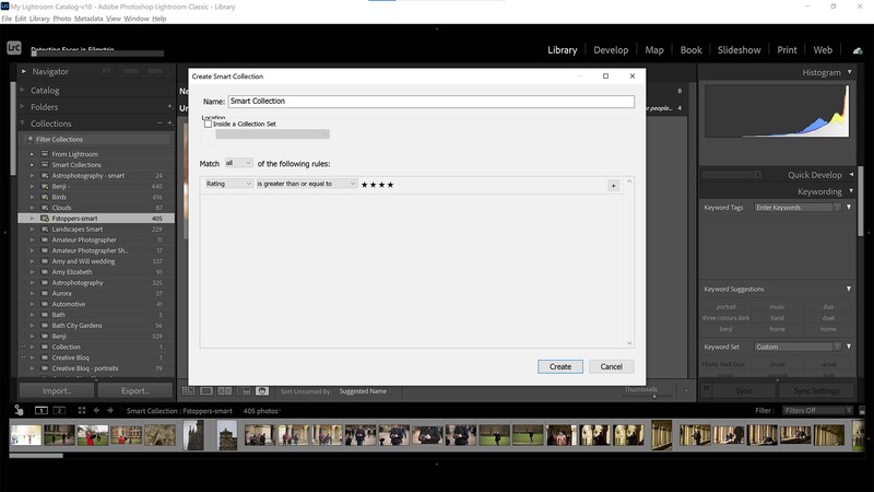Smart collection in Lightroom