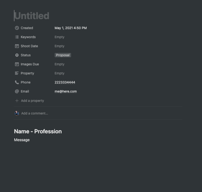 Notion Page&nbsp;Example for Building a Custom CRM