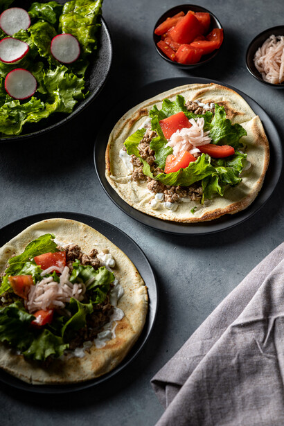 Ground turkey pita and DIY painted vinyl background