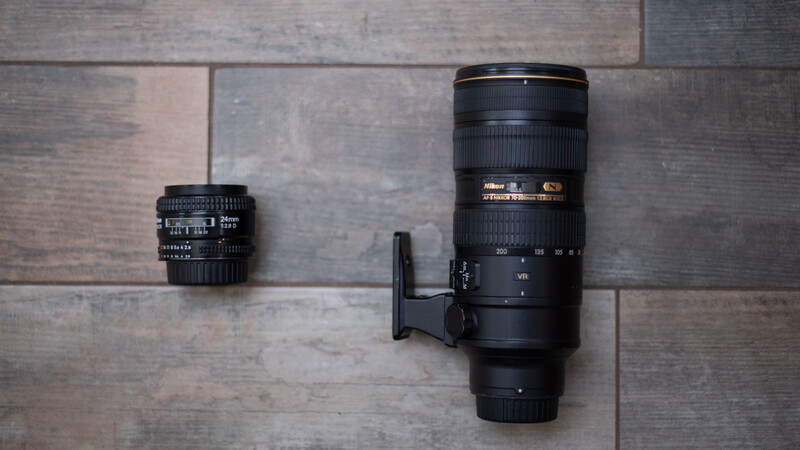 Two lenses on floor
