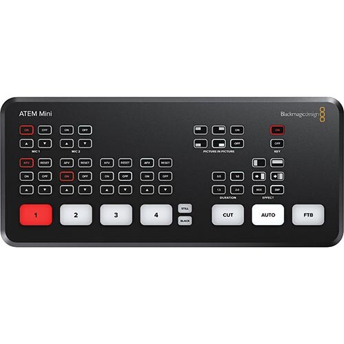 Screenshot of Blackmagic ATEM Mini control panel interface showing buttons and controls.