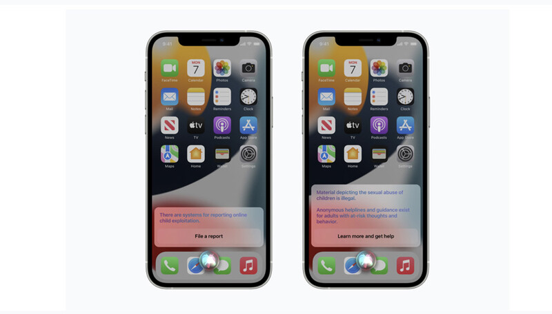 Screenshot showing two iPhone displays with app icons and system alerts regarding content restrictions.