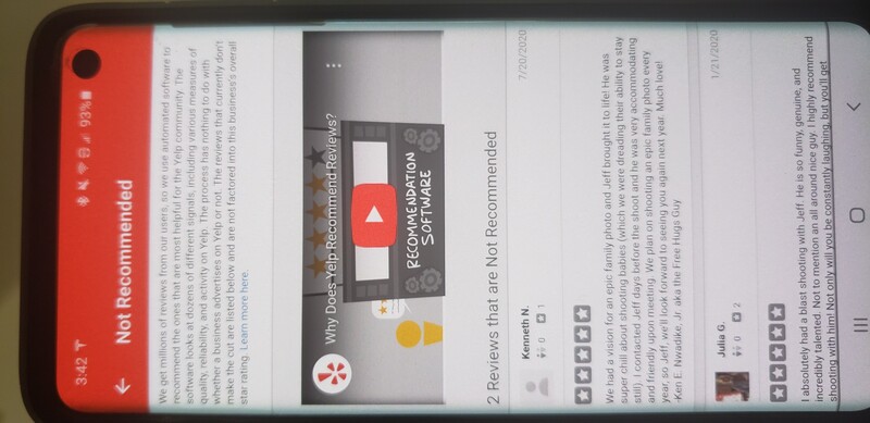 Screenshot of Yelp's 'Not Recommended' reviews section explaining their recommendation software.