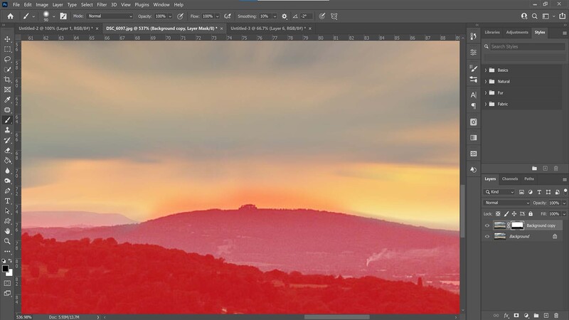 Brush tool adjusting mask