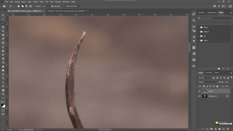 Refine selection with lasso tool