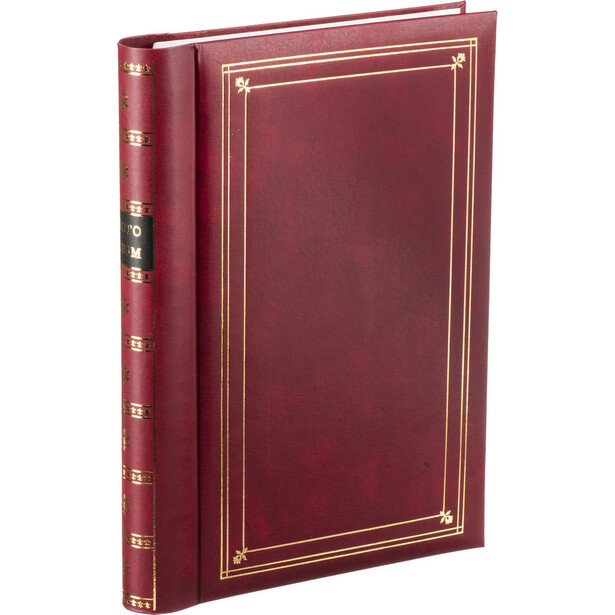 Burgundy leather-bound book with gold decorative border and spine lettering.