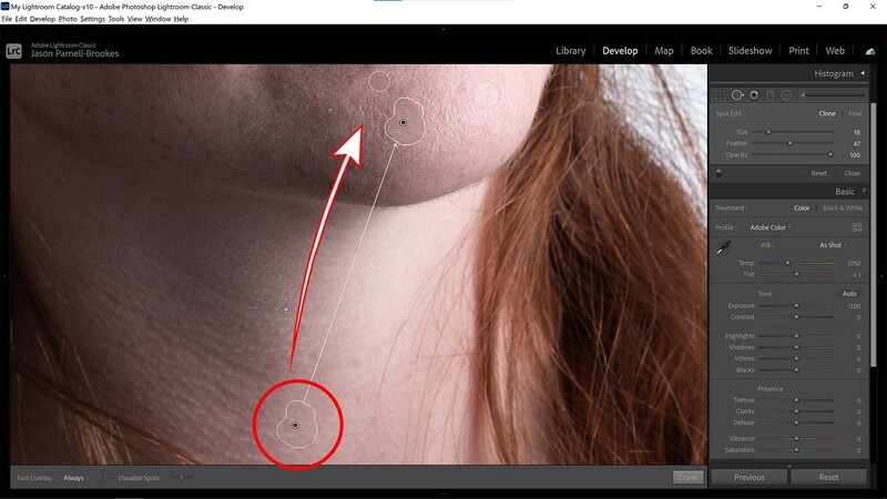 Sample placement in Lightroom