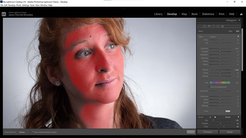 Adjustment brush mask on face