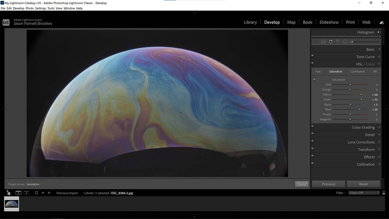 HSL panel in Lightroom