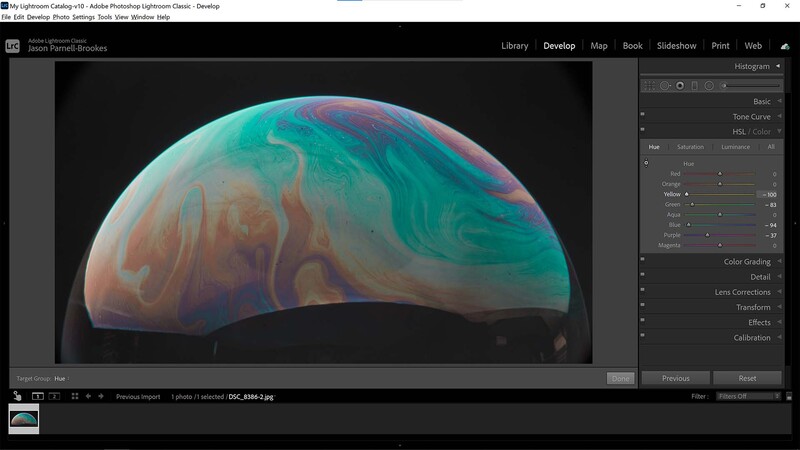 Change hue in Lightroom