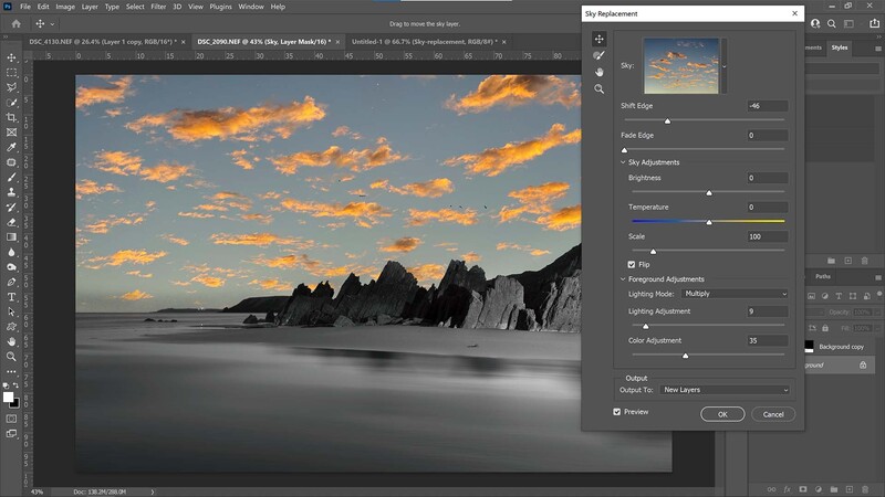 Sky replacement in photoshop