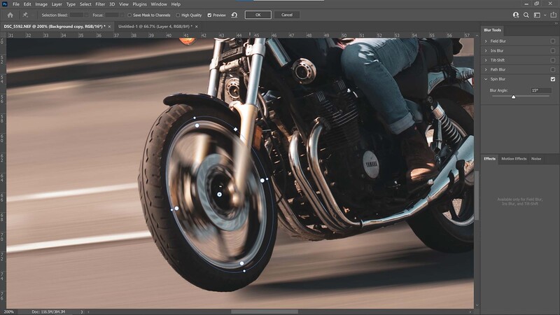 Spin blur on wheel in photoshop