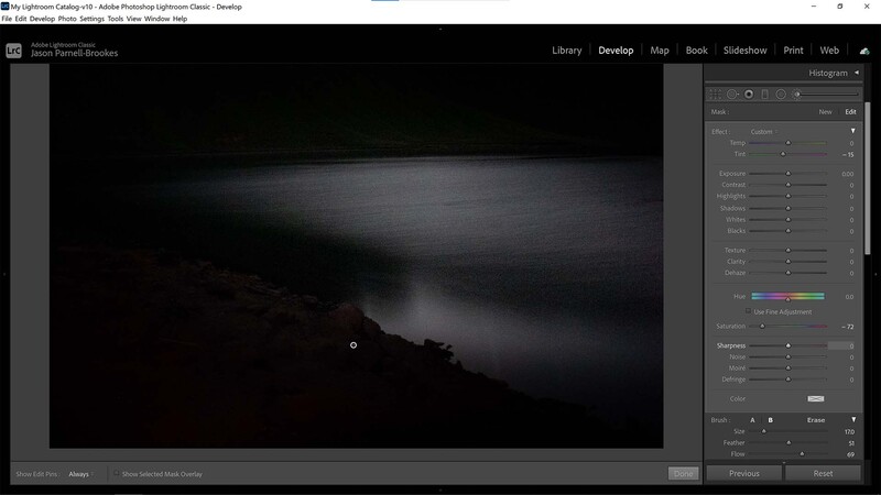 Adjustment brush the foreground in lightroom