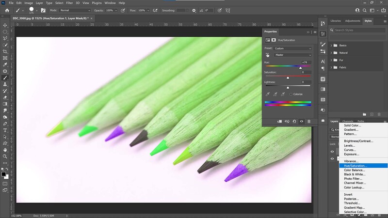 Adjustment layers in Photoshop
