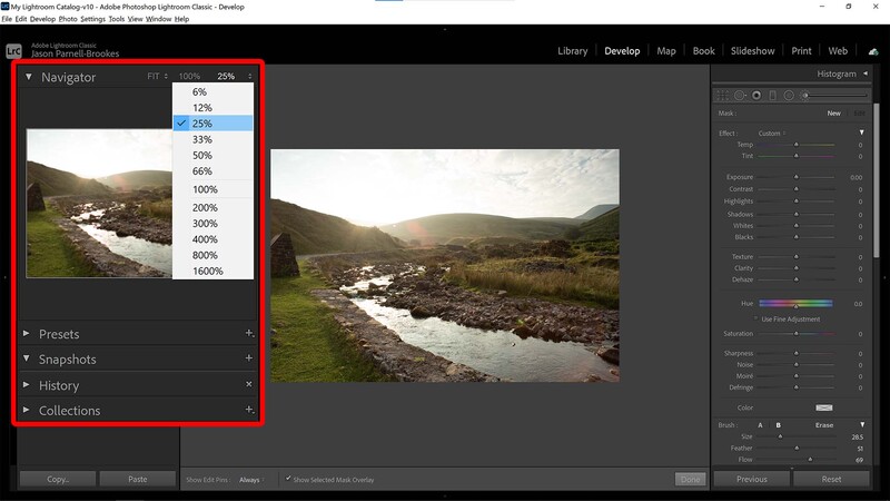 Zoom out in Lightroom
