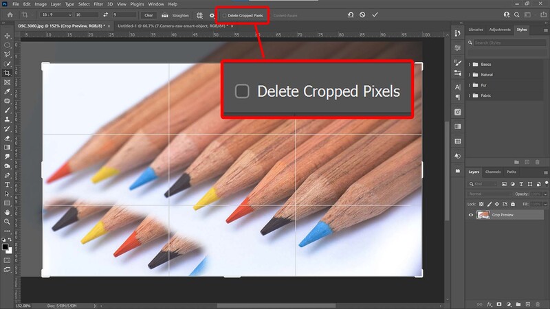 Crop non-destructively in photoshop