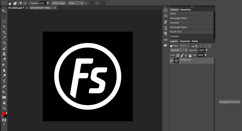 Logo featuring white letters "FS" inside a circle on black background.