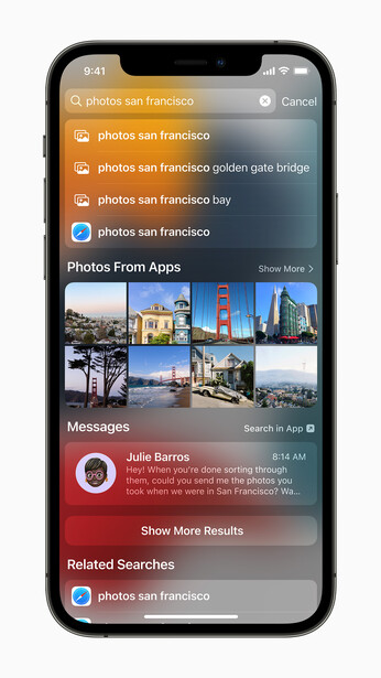 Screenshot of mobile search results interface displaying photography locations and related searches.