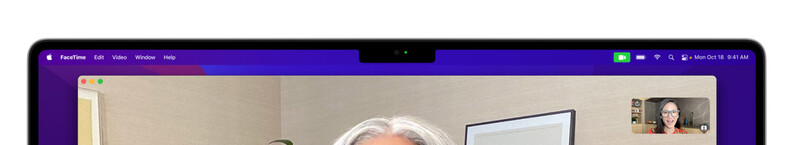 Screenshot of FaceTime video call interface showing participant video window and controls.