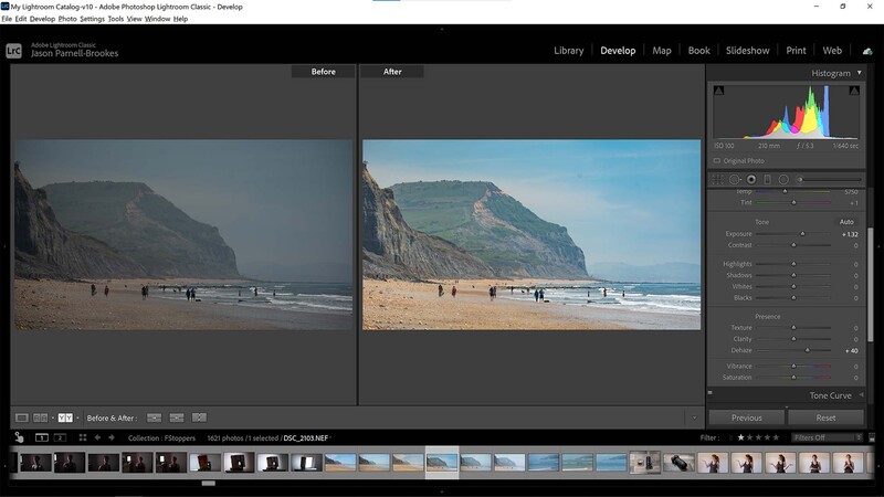 Dehaze slider in lightroom