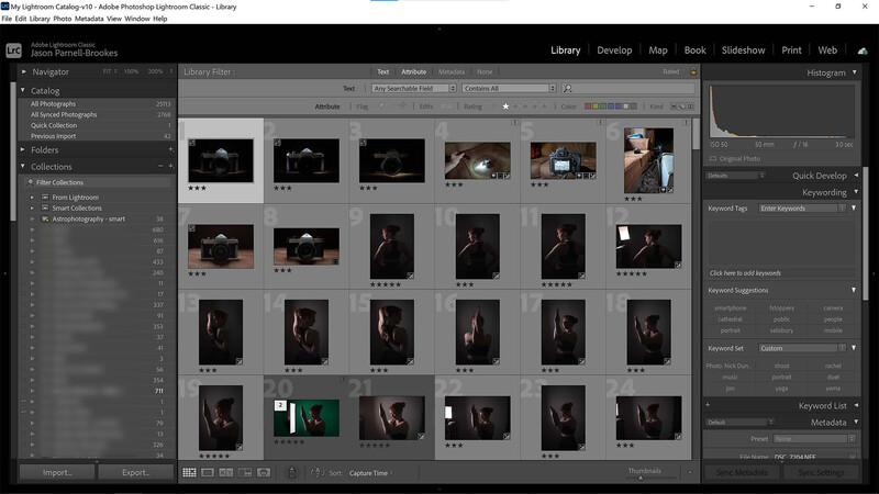 Library filter in Lightroom