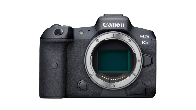 Canon R5 on white background