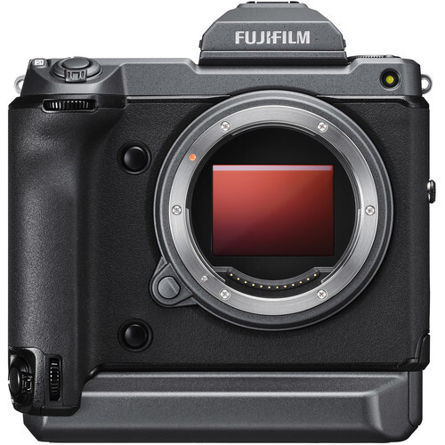 Fujifilm GFX100S medium format mirrorless camera body with lens mount exposed.