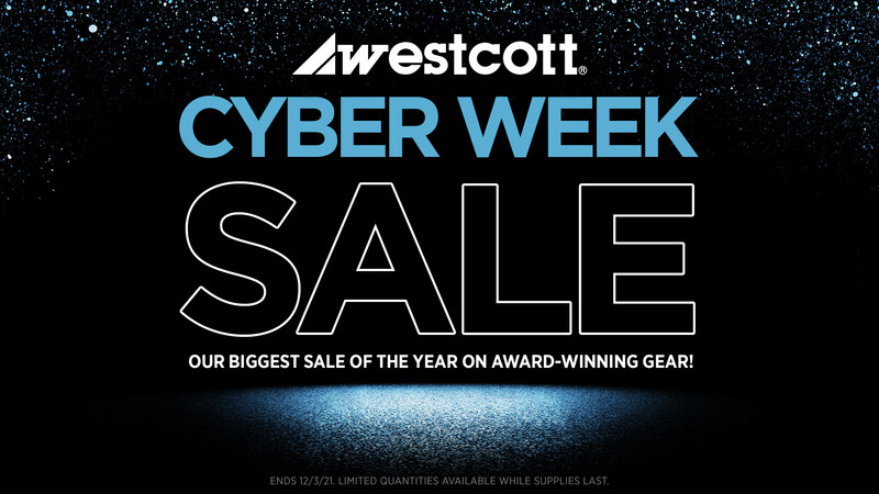 Westcott Cyber Week Sale promotional graphic featuring starfield background and large outlined text.