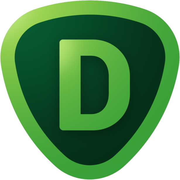 Logo for Divi, featuring a bright green letter D centered on a dark teal shield-shaped background.