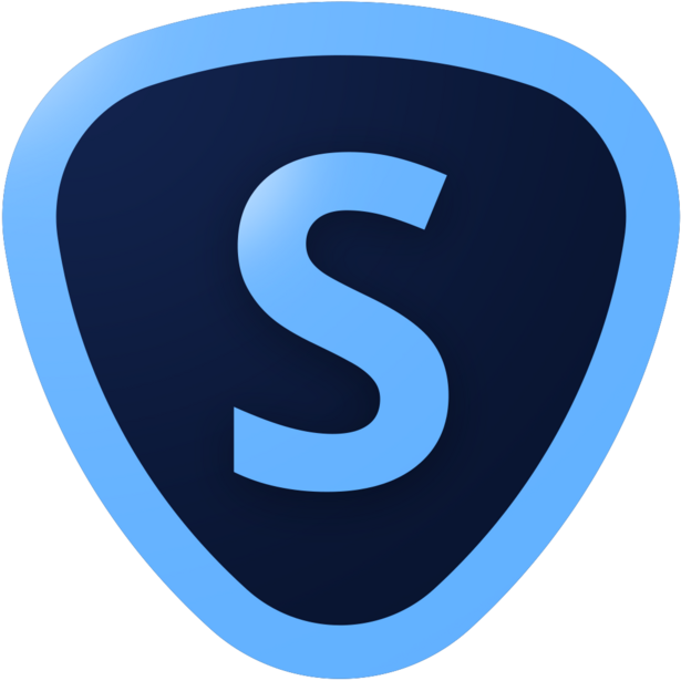 Logo for Skylum, featuring a blue shield with a stylized letter S.