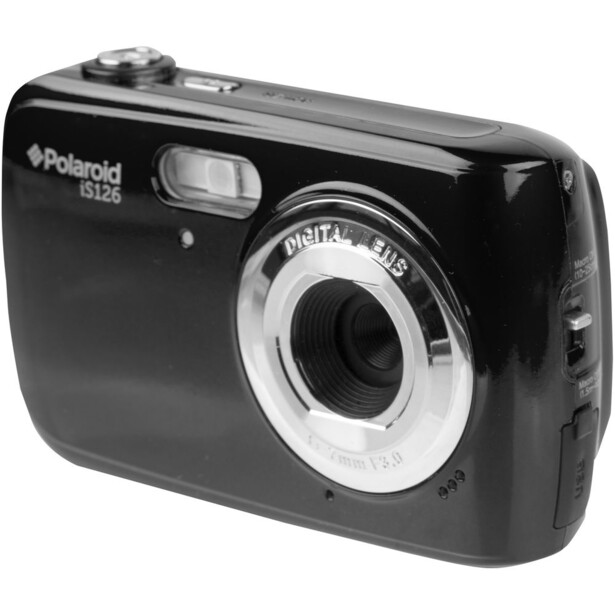 Polaroid i535 compact digital camera with black body and silver lens ring.