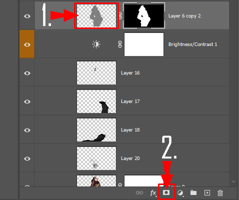 Screenshot of Photoshop Layers panel showing multiple image layers with transparency and adjustment layers.