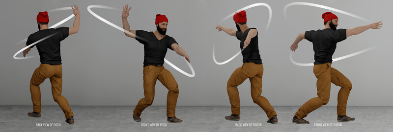 Man demonstrating hula hoop technique from four angles wearing red cap and brown pants.