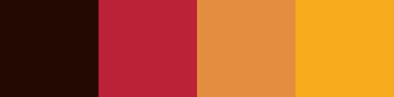 Color gradient bar transitioning from dark brown through red, orange, to golden yellow.