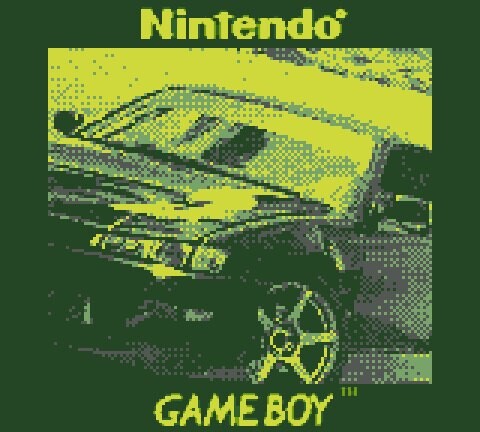 Pixel art illustration of a Nintendo Game Boy handheld gaming device in yellow and green tones.