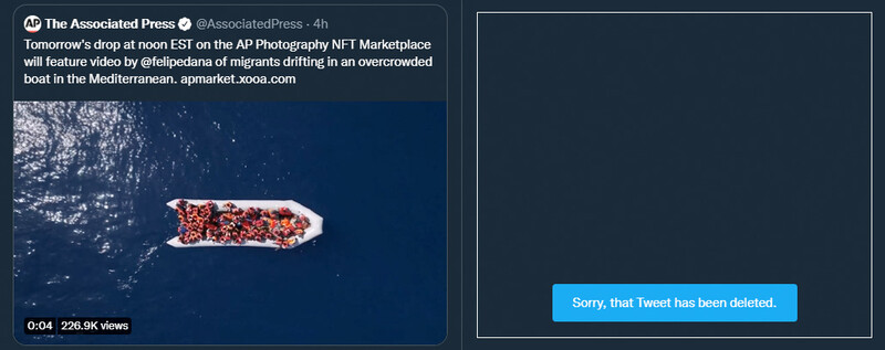 Associated press tweet migrant boat NFT