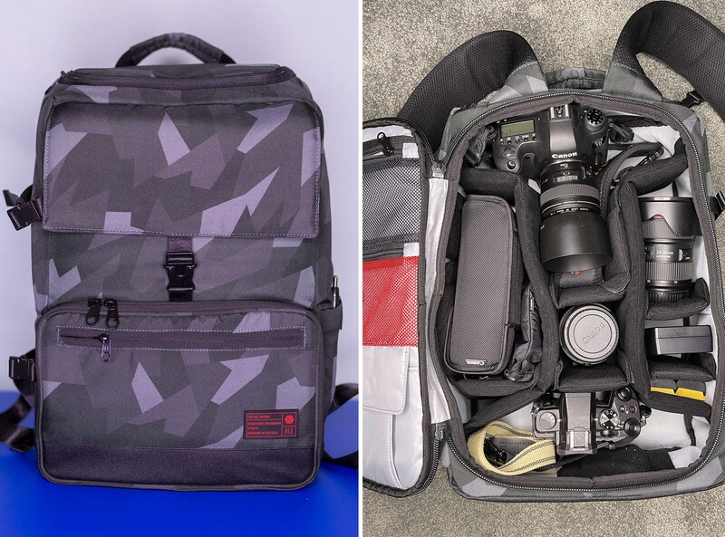 There are plenty of compartments up front to store odds and ends, and lots of space inside for two bodies, several lenses and a flash or long telephoto. I'd even feel comfortable with larger DSLRs inside, as there's plenty of space.