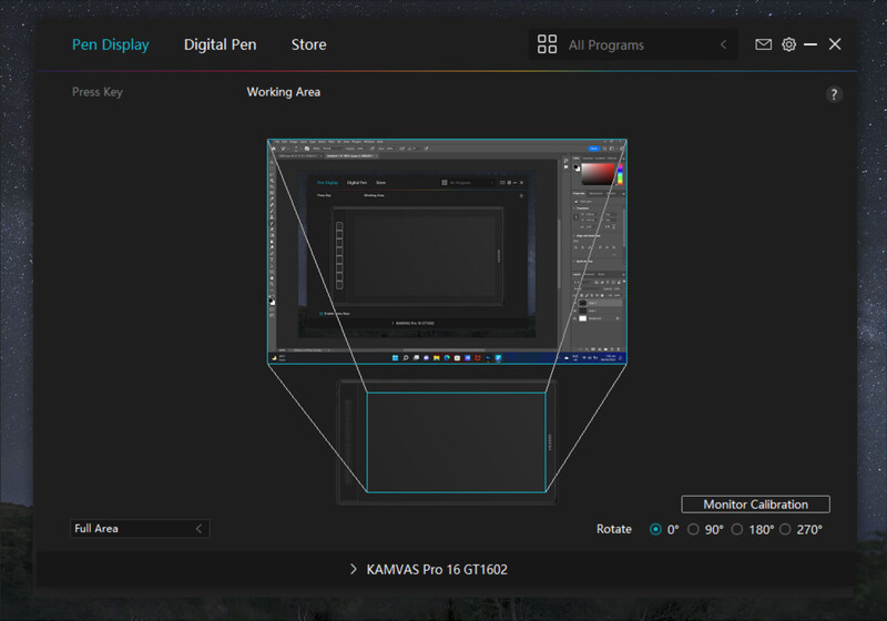 Screenshot of display calibration software showing a working area with a monitor preview and measurement tools.