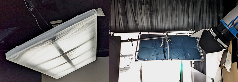 Large LED flex panel lighting up a backdrop with even light.