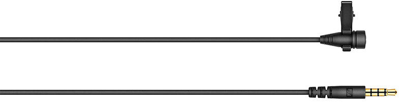 Lavalier microphone with black cable and gold-plated 3.5mm connector.