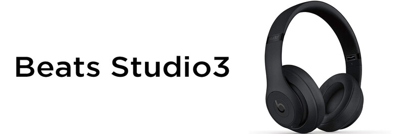 Beats Studio3 over-ear headphones in matte black displayed against a white background.