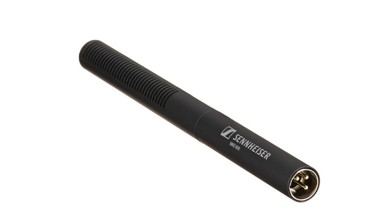Sennheiser MKE 600 shotgun microphone with ribbed barrel and XLR connector.