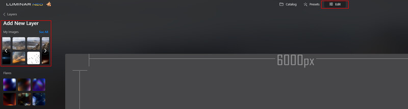 Screenshot of Luminar Neo photo editing software interface showing layer panel and canvas.