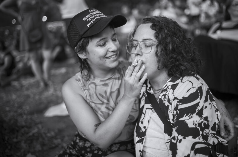 Girls smoking Cannabis in a park