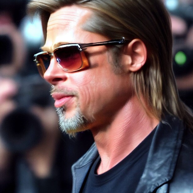 Man with long hair and facial hair wearing tinted aviator sunglasses and dark jacket at outdoor event.