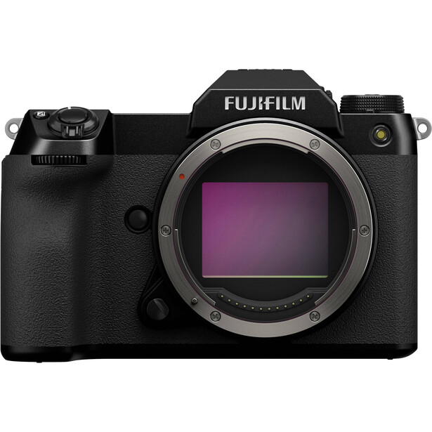 Fujifilm GFX 100S medium format mirrorless camera body with sensor exposed.