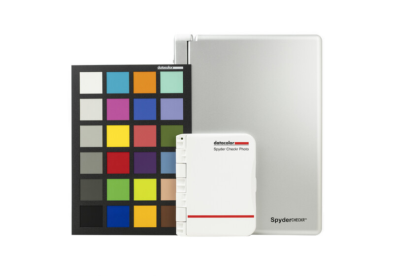 Color checker chart with reference card and gray balance panel for photography color correction.